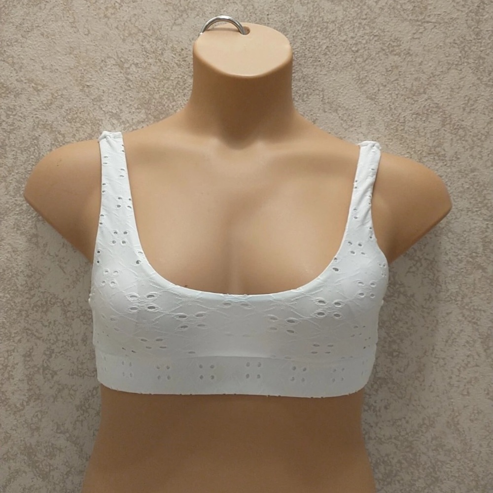 SHEIN White Eyelet Bikini Top